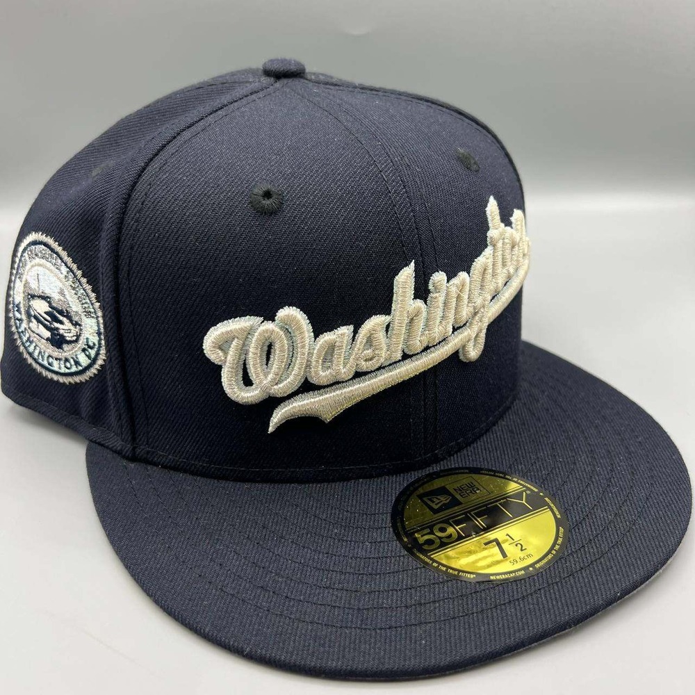 Washington Nationals Hat Men 7 1/2 Black Gray 59Fifty New Era MLB Fitted Cap